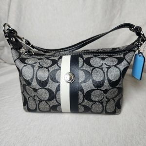 COACH Heritage Stripe Black and White Purse #43555